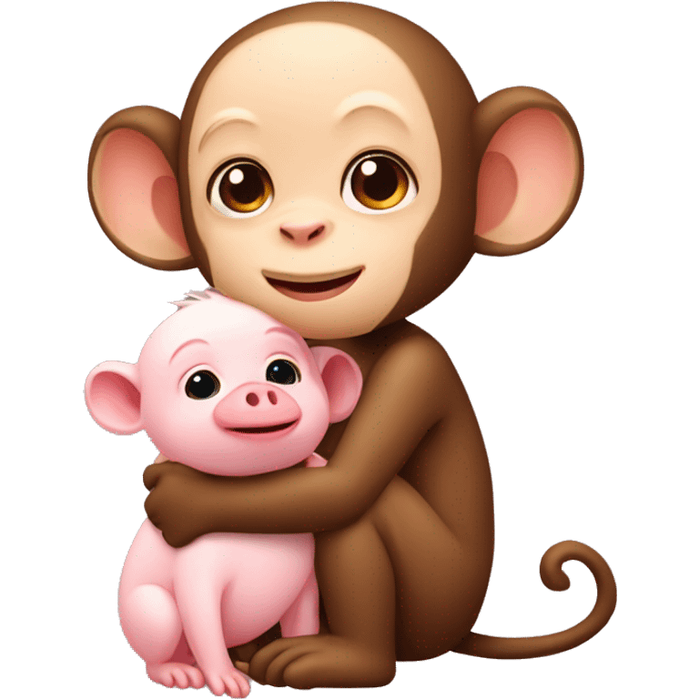 male monkey holding a female baby pig emoji