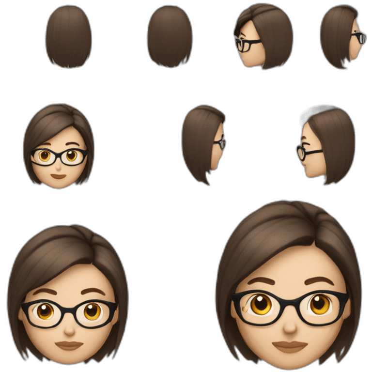 Esteticista brunette with glasses long hai in a pony tail emoji