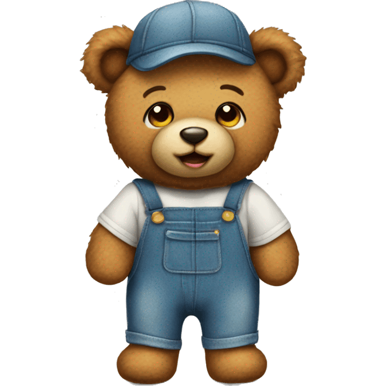 cute teddy bear with overalls emoji