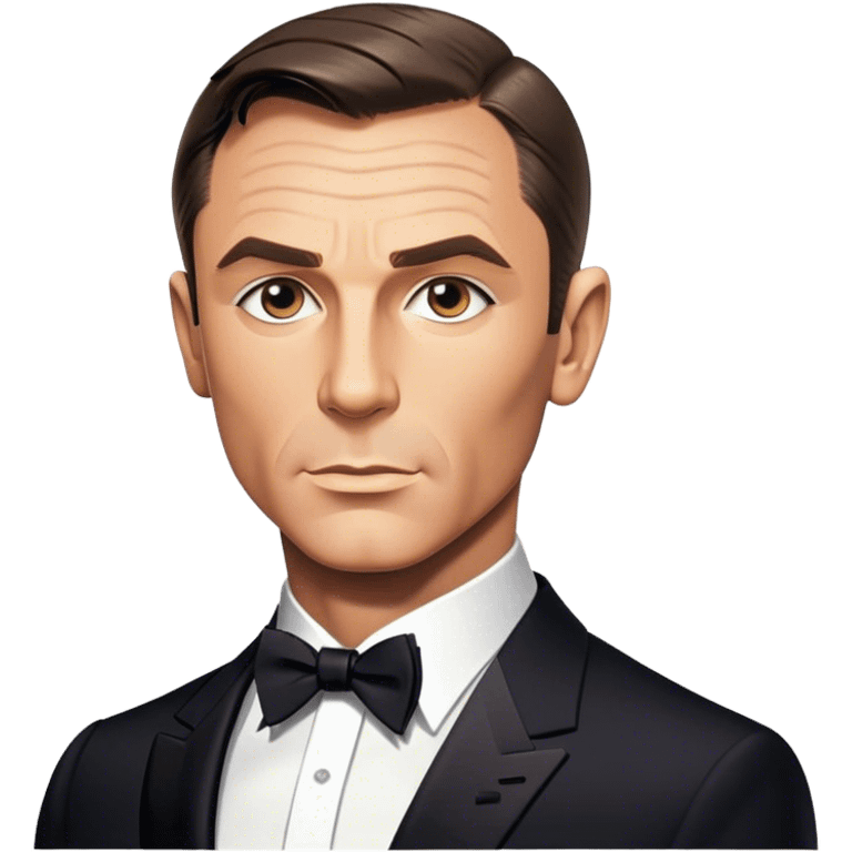 Cinematic Realistic James Bond Pop Culture Emoji, depicted with suave sophistication and dynamic action rendered with crisp details and cinematic lighting that capture his legendary cool. emoji