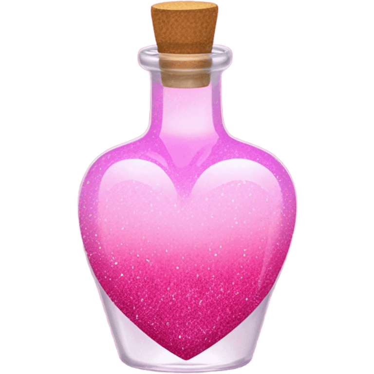 Pink ombre heart shaped potion bottle with liquid and glitter emoji