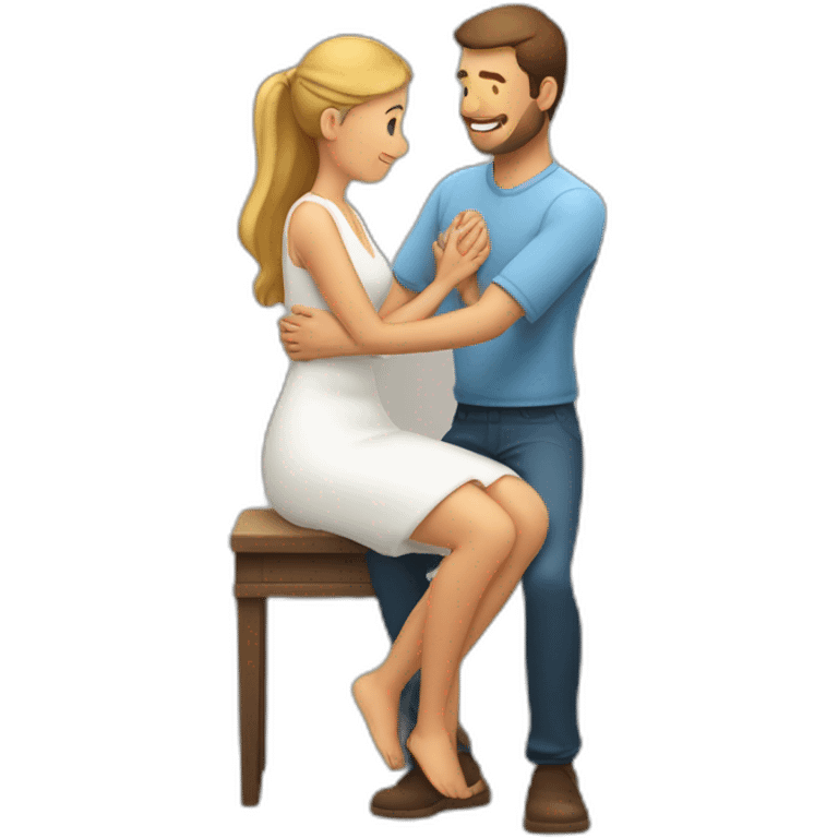 Man on knee patting woman’s head emoji