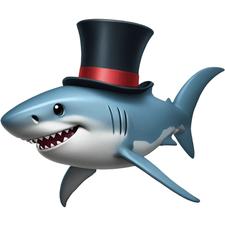 Shark with a top hat emoji