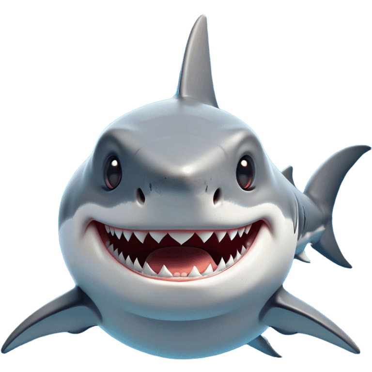 Cinematic Comical Great White Shark Portrait Emoji, Head tilted dramatically with an exaggeratedly shocked expression, featuring its iconic pointed snout, wide, comically expressive eyes, and a sleek body with a prominently defined dorsal fin, Simplified yet hilariously expressive features, highly detailed, glowing with a slightly sassy oceanic glow, high shine, dramatic yet playful, stylized with an air of cheeky marine mischief, soft glowing outline, capturing the essence of a meme-worthy great white shark that looks ready to side-eye its way into viral fame! emoji