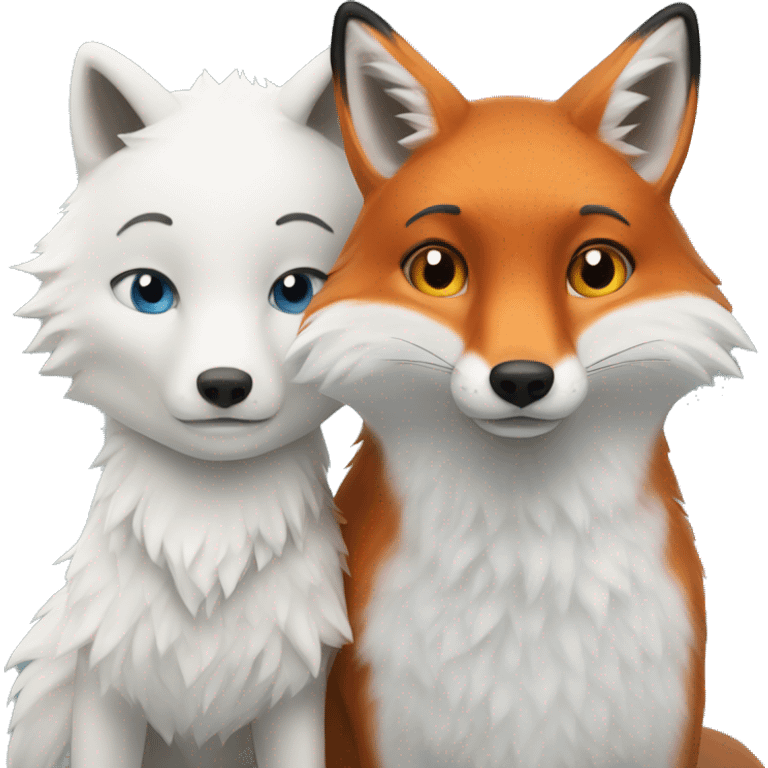 A red fox and a snowy arctic fox emoji