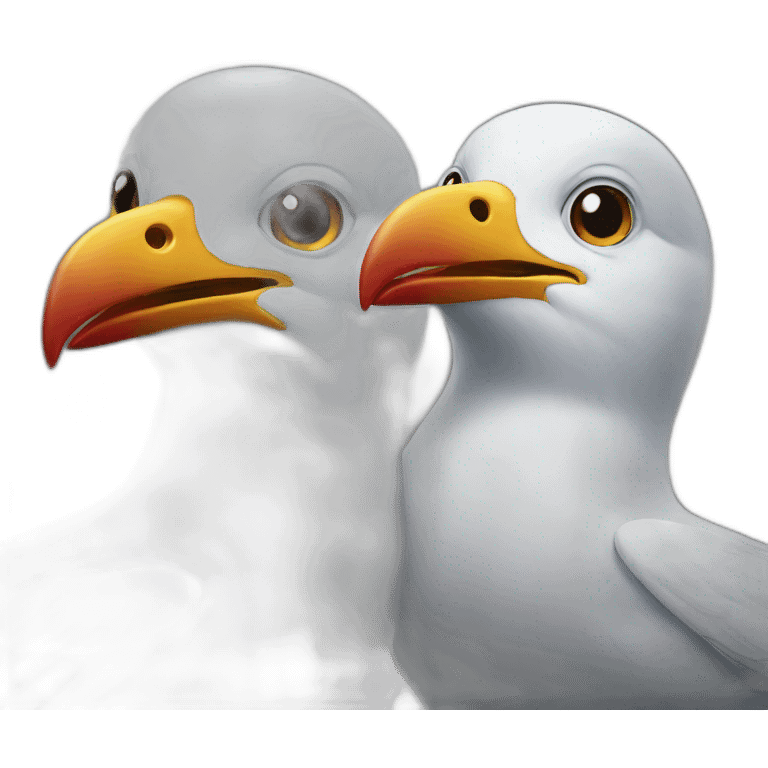 Two seagulls with clown faces emoji