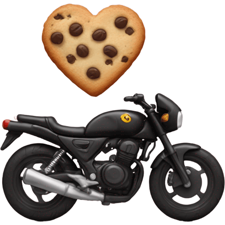 cookie heart with black motorbike  emoji