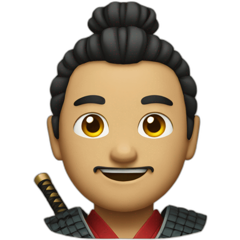 Samurai with a flat smiling emoji emoji