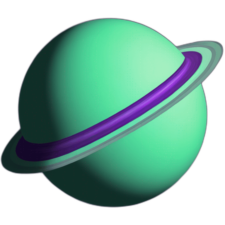 green planet with purple saturn rings with grey moon emoji