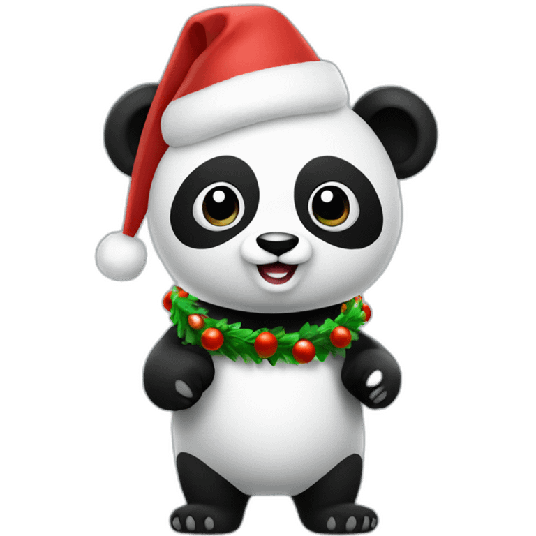 full body christmas panda in vr headset emoji