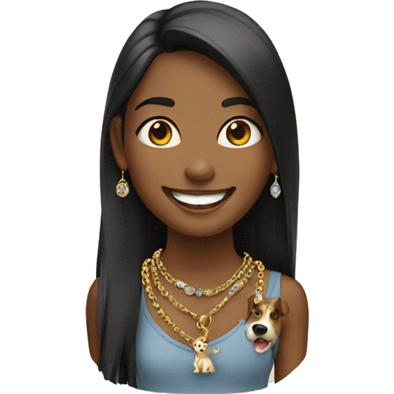 smiling girl with dog jewelry emoji