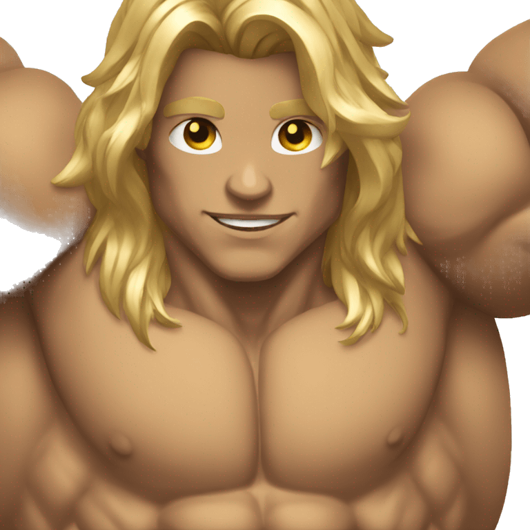 aesthetic bodybuilder with golden skin and mid long hair emoji