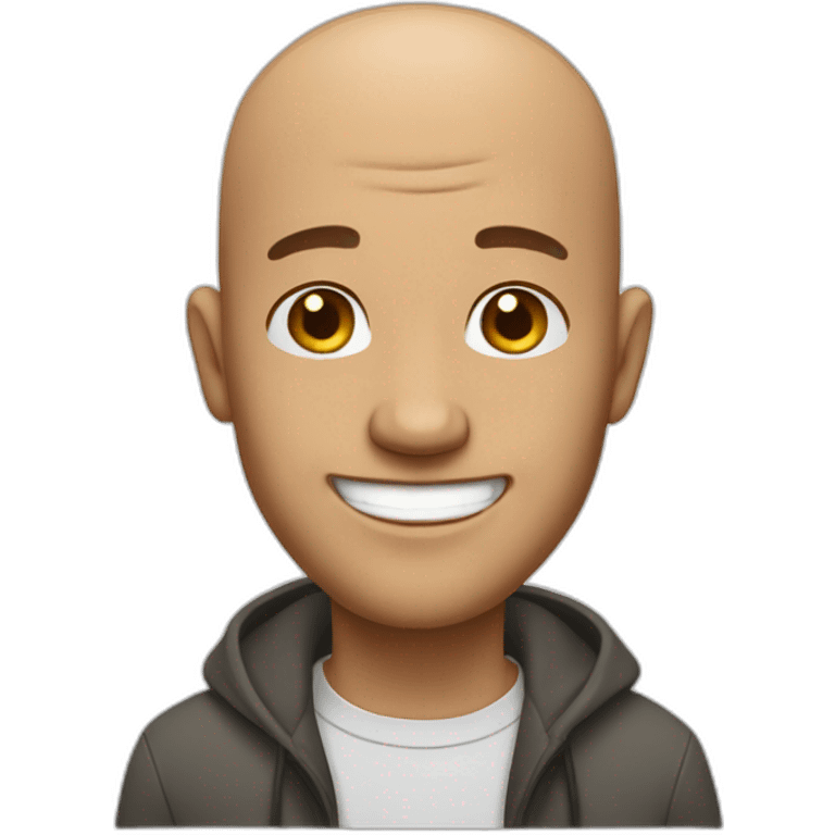 bald man with thin facial scruff and a big smile emoji