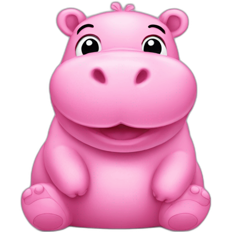 cute pink hippo showing victory sign emoji