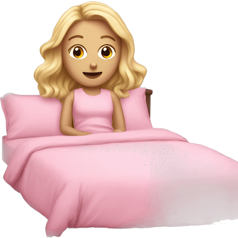 White girl in pink bed emoji