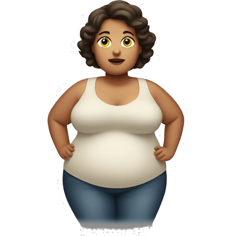 Obese brunette woman with large belly emoji