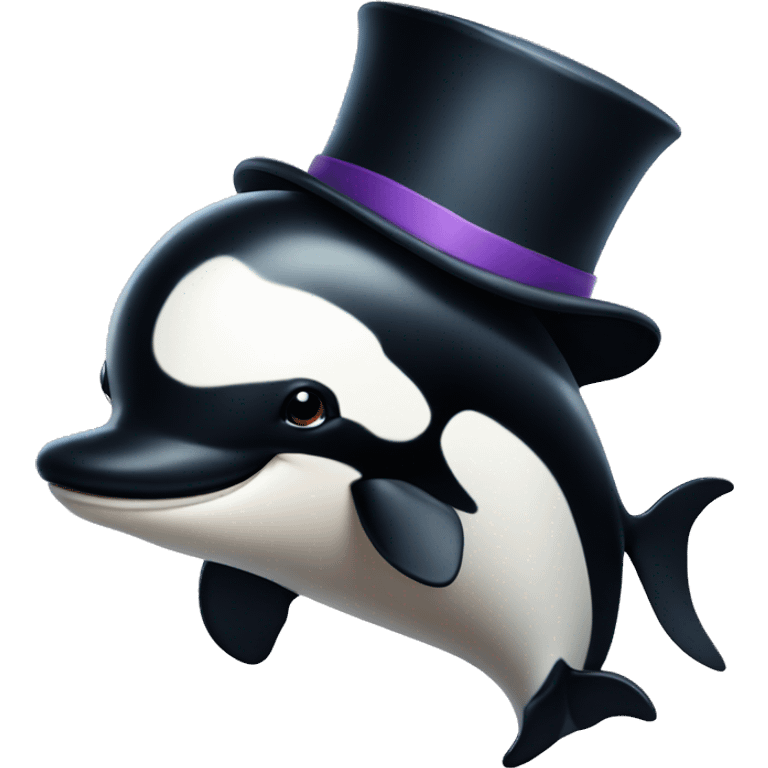 Orca whale with a top hat emoji