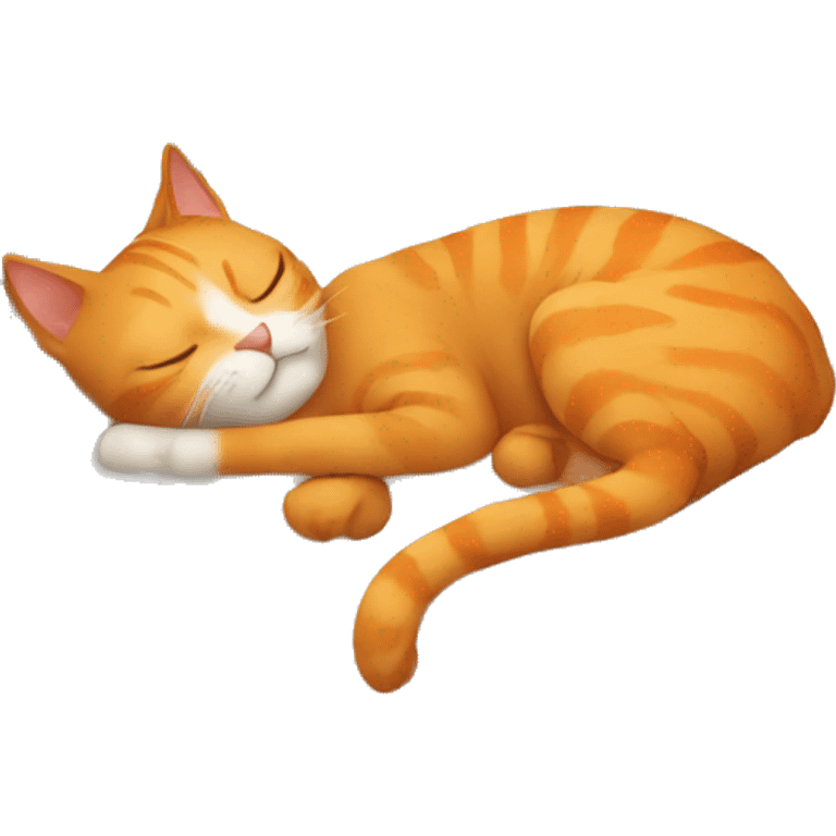 Sleeping with orange cat emoji