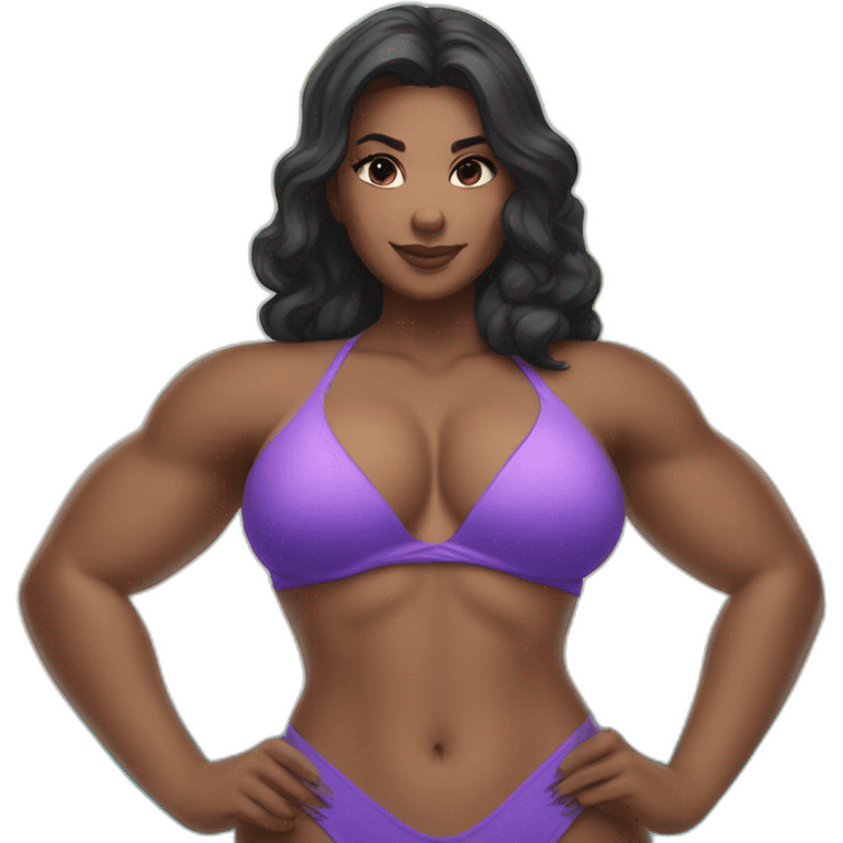 Slim-thicc Caucasian woman bikini superhero pose (beach body) emoji