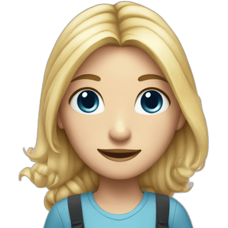 A whale as a staffed animal with a blonde girl with blue eyes and blond hair emoji