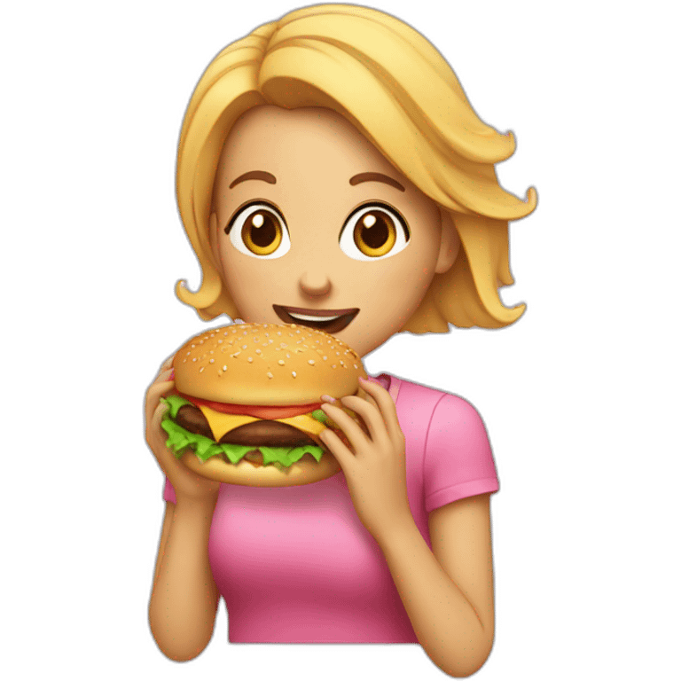 A girl eating burger emoji