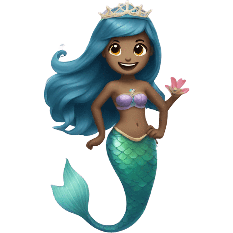 A cute and happy mermaid princess otter emoji