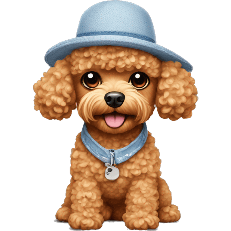 apricot toy poodle wearing a stitch hat  emoji