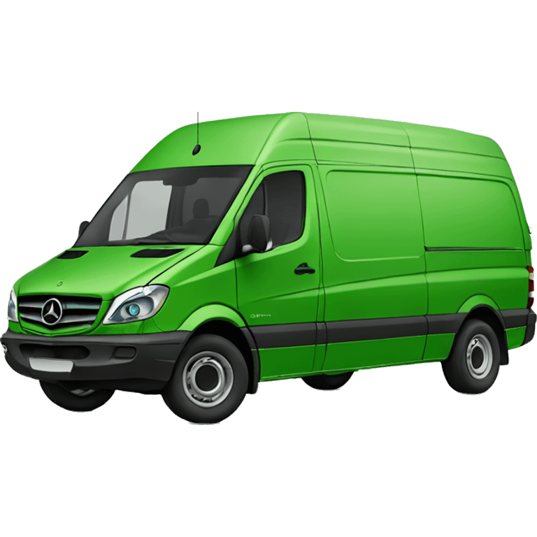 Green car like Mercedes sprinter, looks hippie emoji