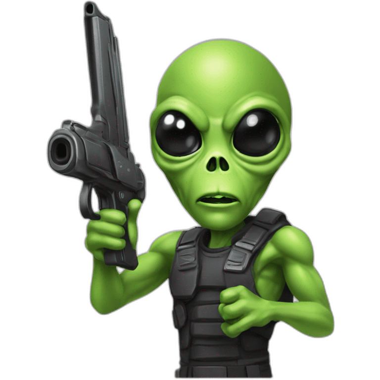 Alien avec un pistolet dans la main emoji