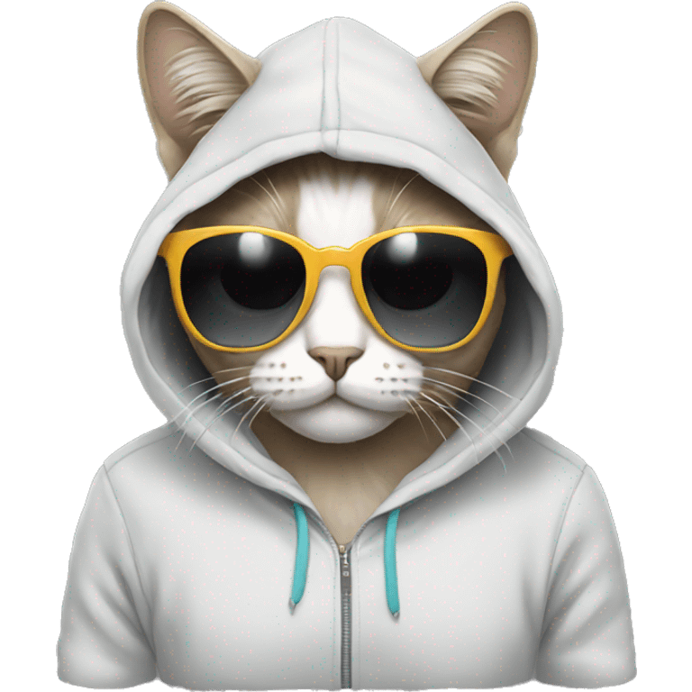 cat wearing sunglasses and hoodie  emoji