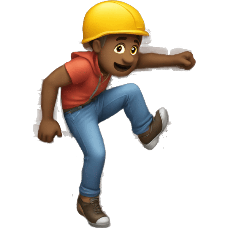 A guy climbing over a wall emoji