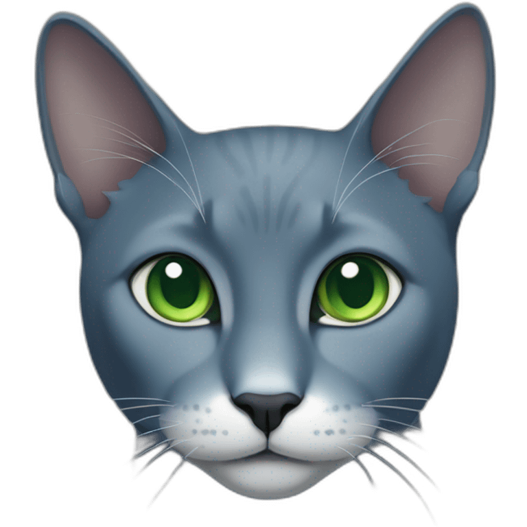 Dark gray-blue cat with green eyes and white point on neck emoji