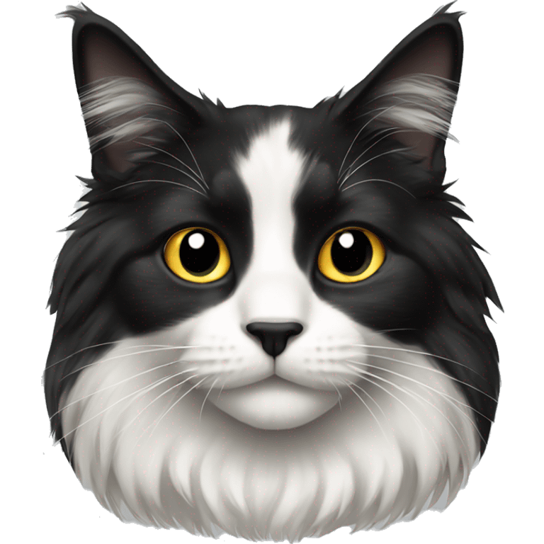 Black and white long haired cat emoji