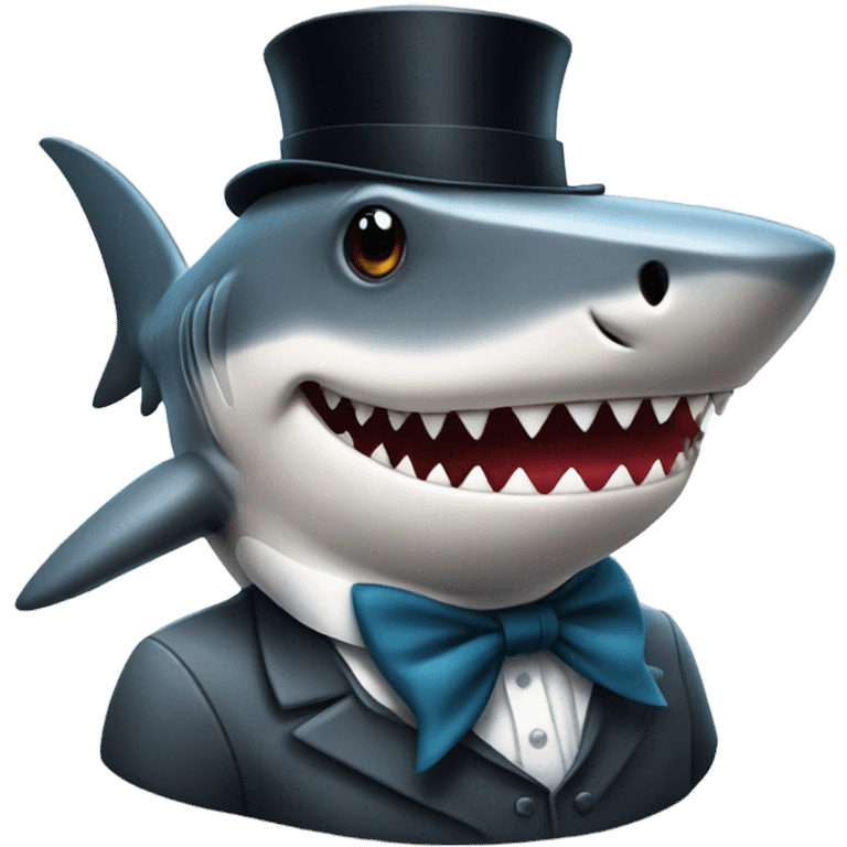 Shark with a top hat emoji