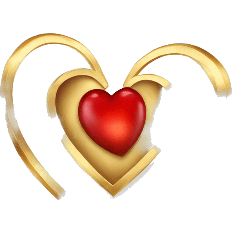  red heart with depth and gold shine emoji