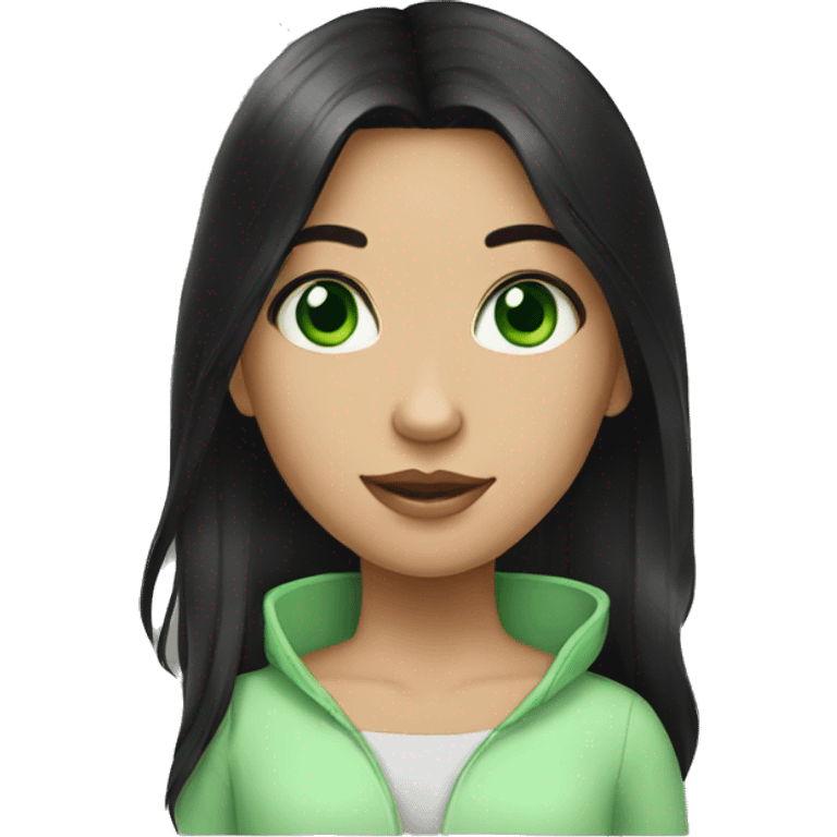 Girl with black hair and green eyes emoji