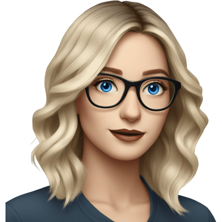 Shoulder length Balayage pale model lady with glasses and blue eyes  emoji