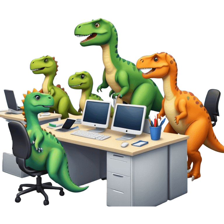 dinosaurs working in an office emoji