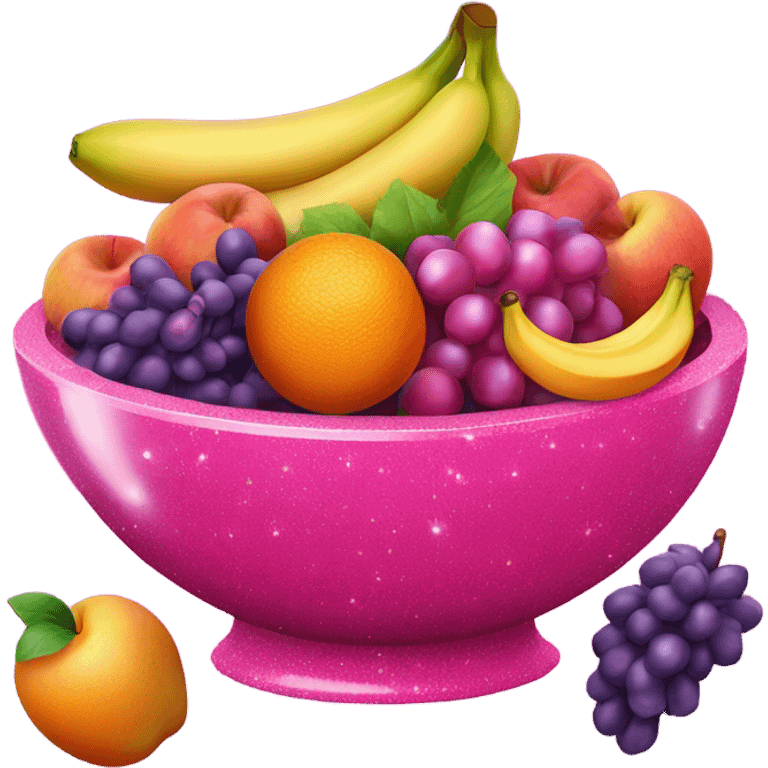 Hot pink glitter bowl of fruit  emoji