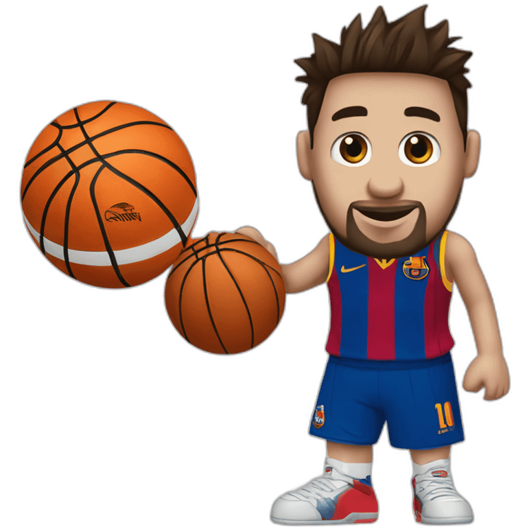 messi con balon de basquetball emoji