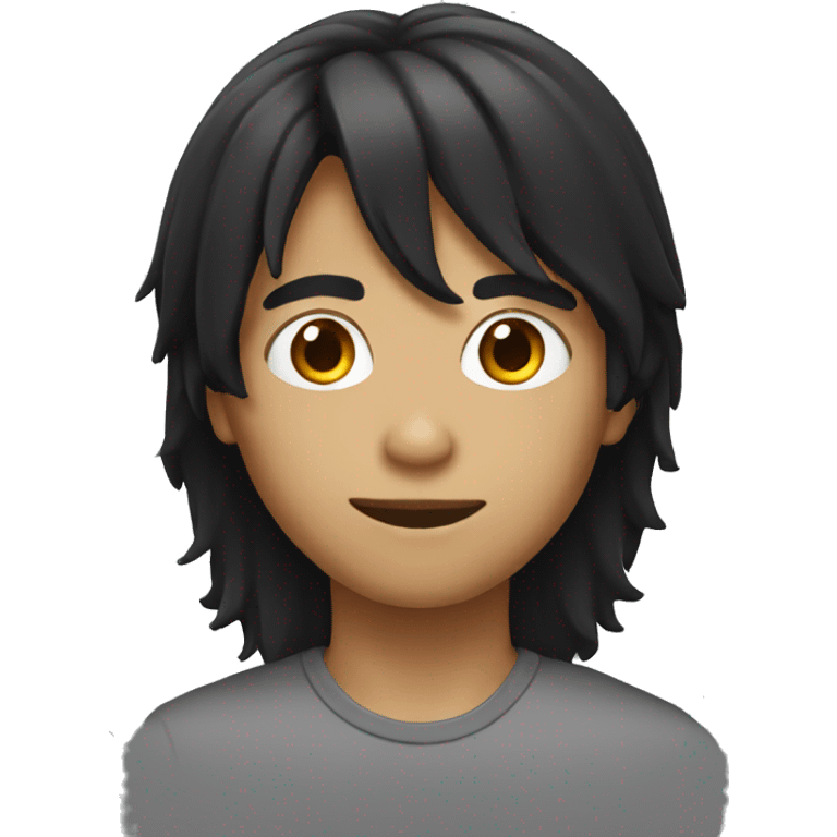 black Long hair boy emoji