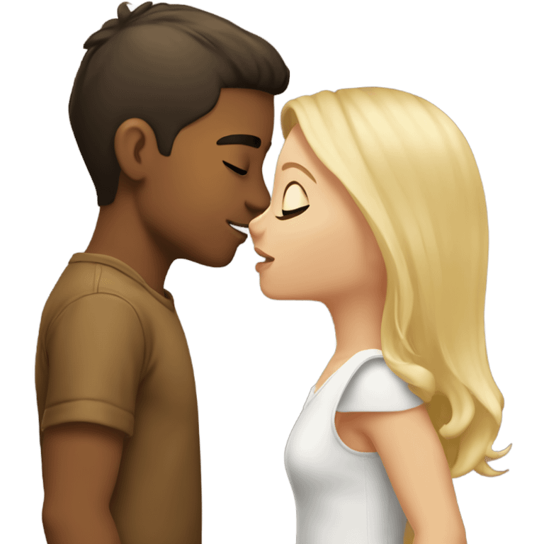 Bailee(brunette) kissing Owen(blond) emoji