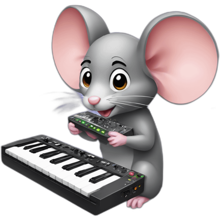 a mouse holding a hardware synth emoji