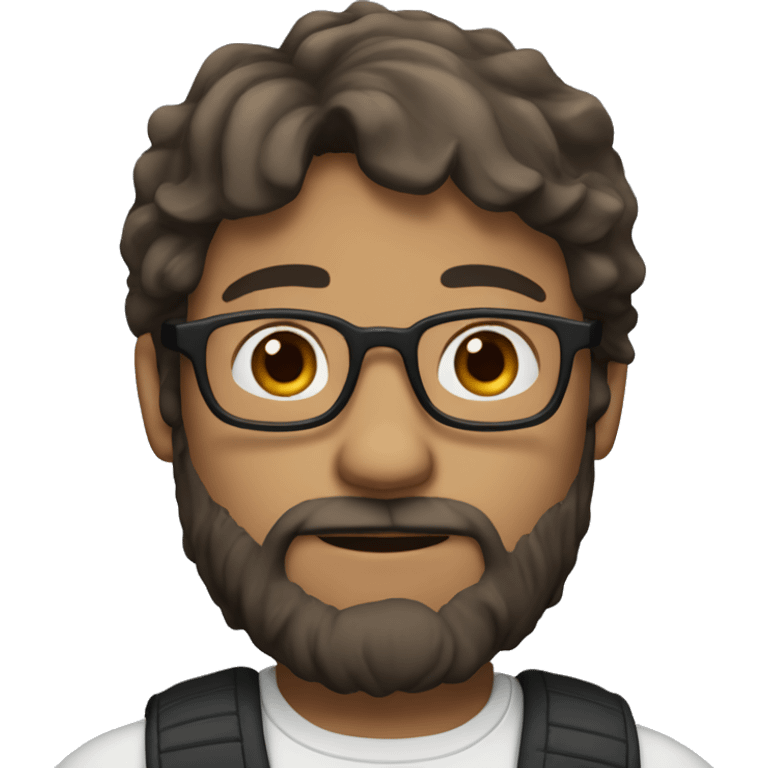 I need a character who has a beard, has brown hair and brown eyes, and has glasses.
 emoji