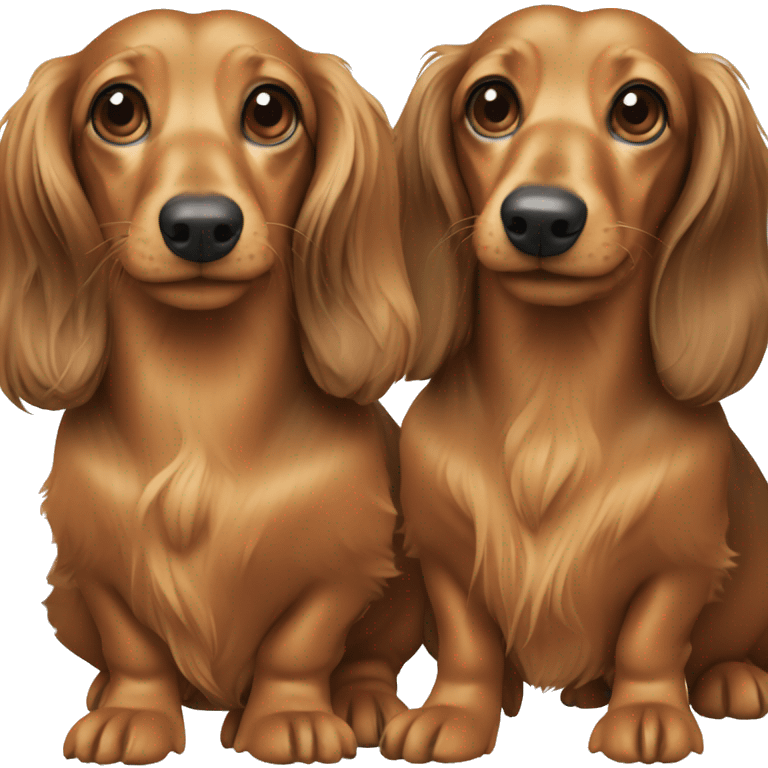 Two long hair dachshunds together  emoji