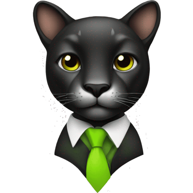 black puma with a lime green tie emoji