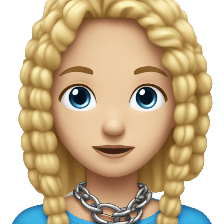 A girl with chains around her neck, blond hair and blue eyes emoji