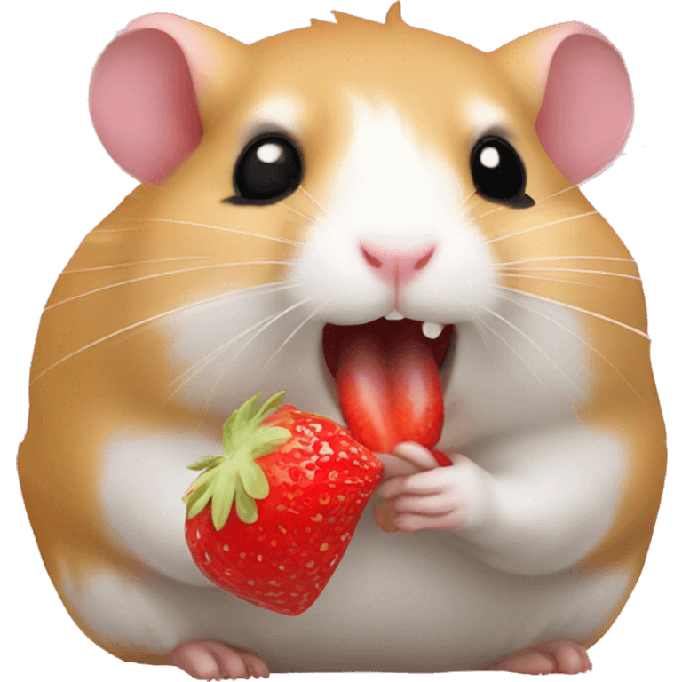 hamster with strawberry in mouth emoji