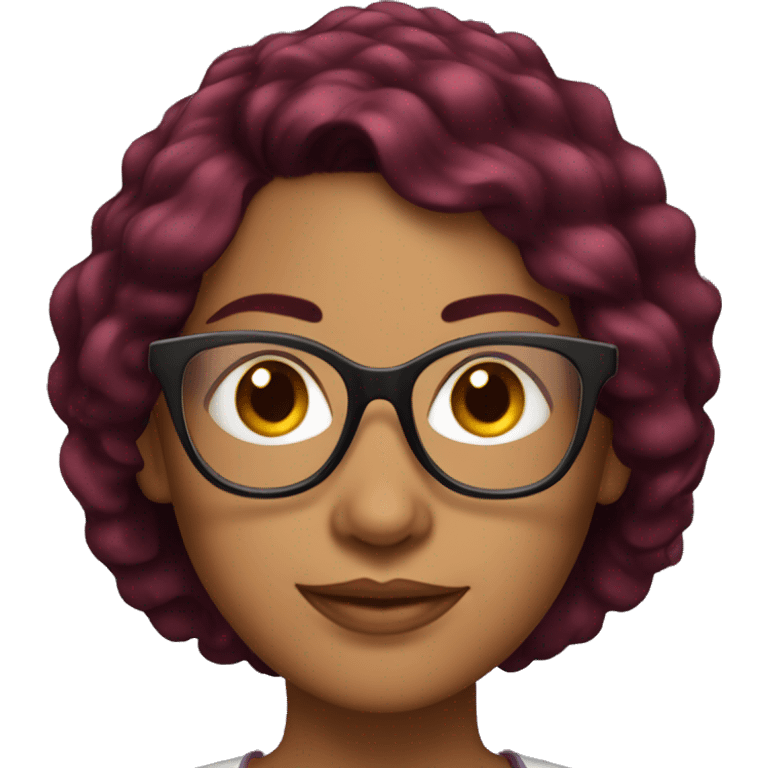 Latina women with burgundy hair and high light and glasses emoji