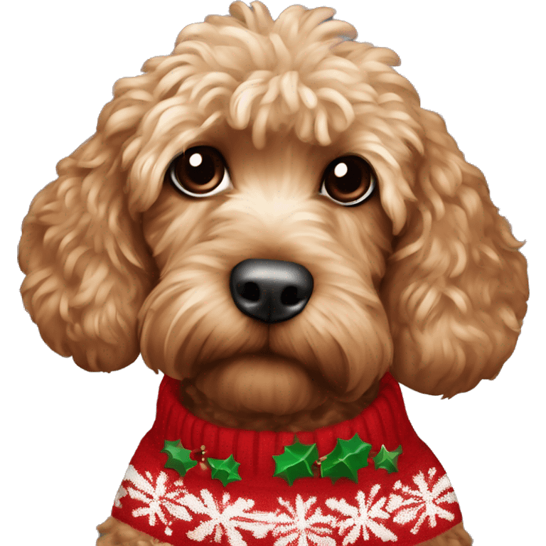 Red cockapoo with a Christmas jumper  emoji